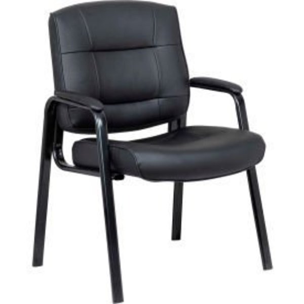 Global Equipment Interion    Antimicrobial Leather Guest Chair, Black 81562G-ANT